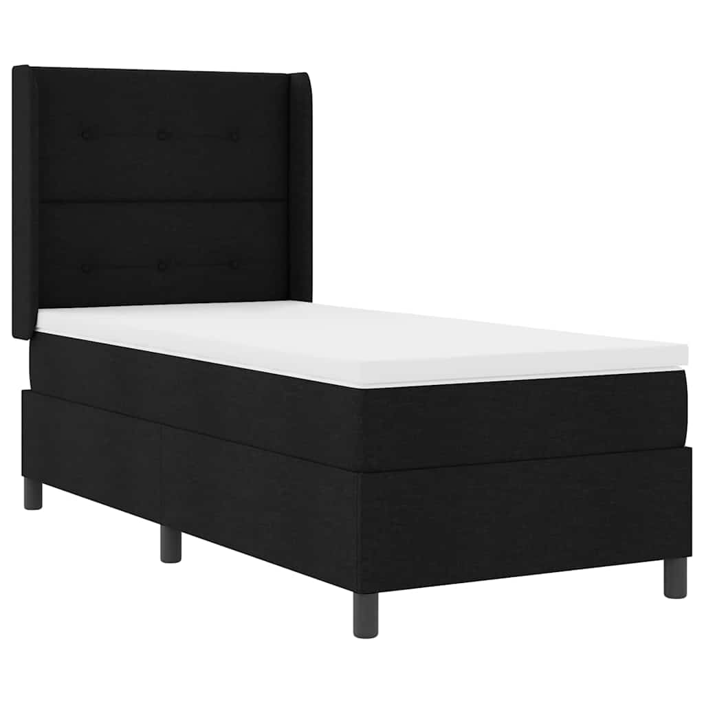 vidaXL Κρεβάτι με ελατήρια με μαξιλάρι Μαύρο 190 x 90 cm ύφασμα