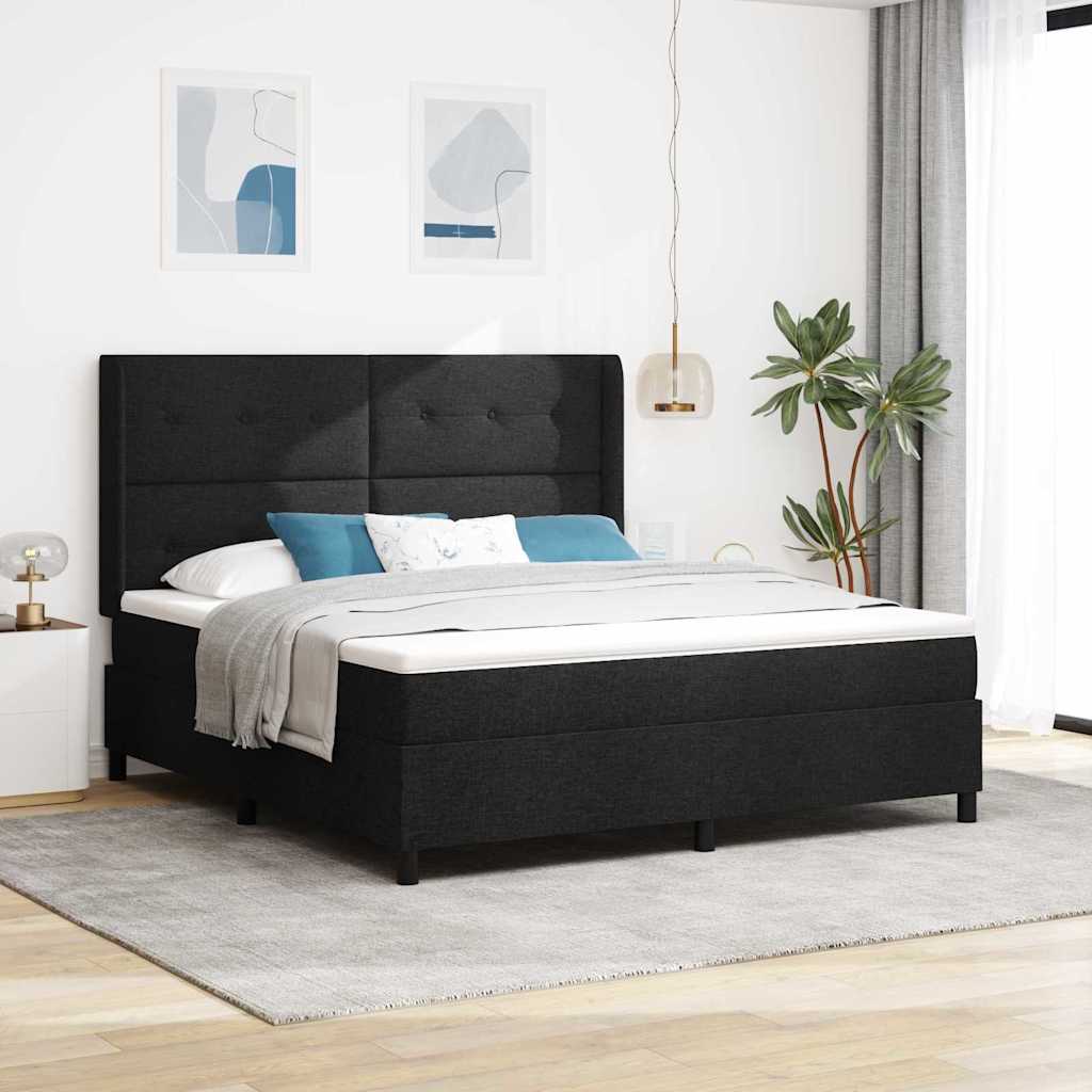 vidaXL Κρεβάτι με ελατήρια με μαξιλάρι Μαύρο 200 x 180 cm ύφασμα