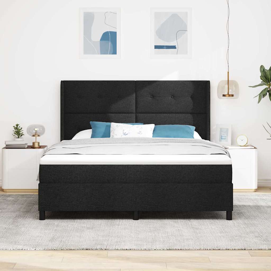 vidaXL Κρεβάτι με ελατήρια με μαξιλάρι Μαύρο 200 x 180 cm ύφασμα