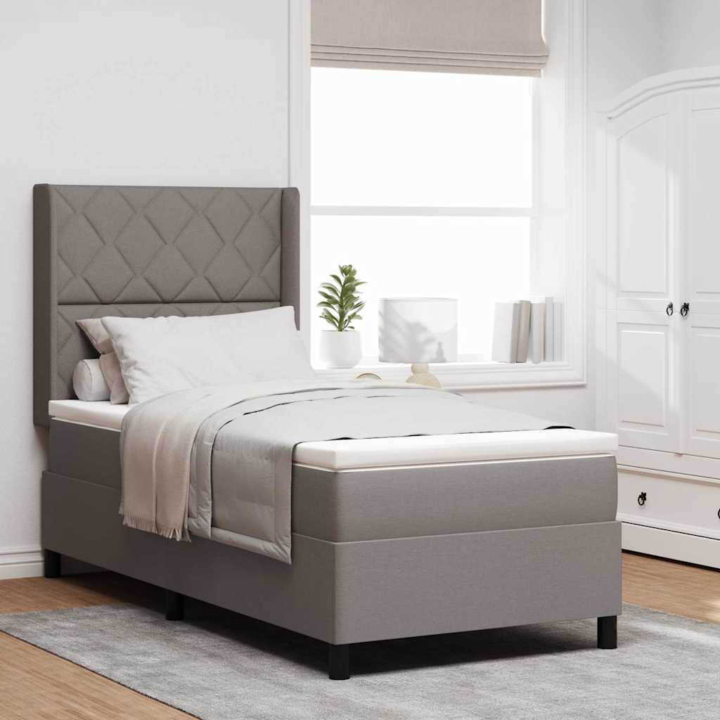 vidaXL Κρεβάτι με ελατήρια με μαξιλάρι Taupe 200 x 100 cm ύφασμα