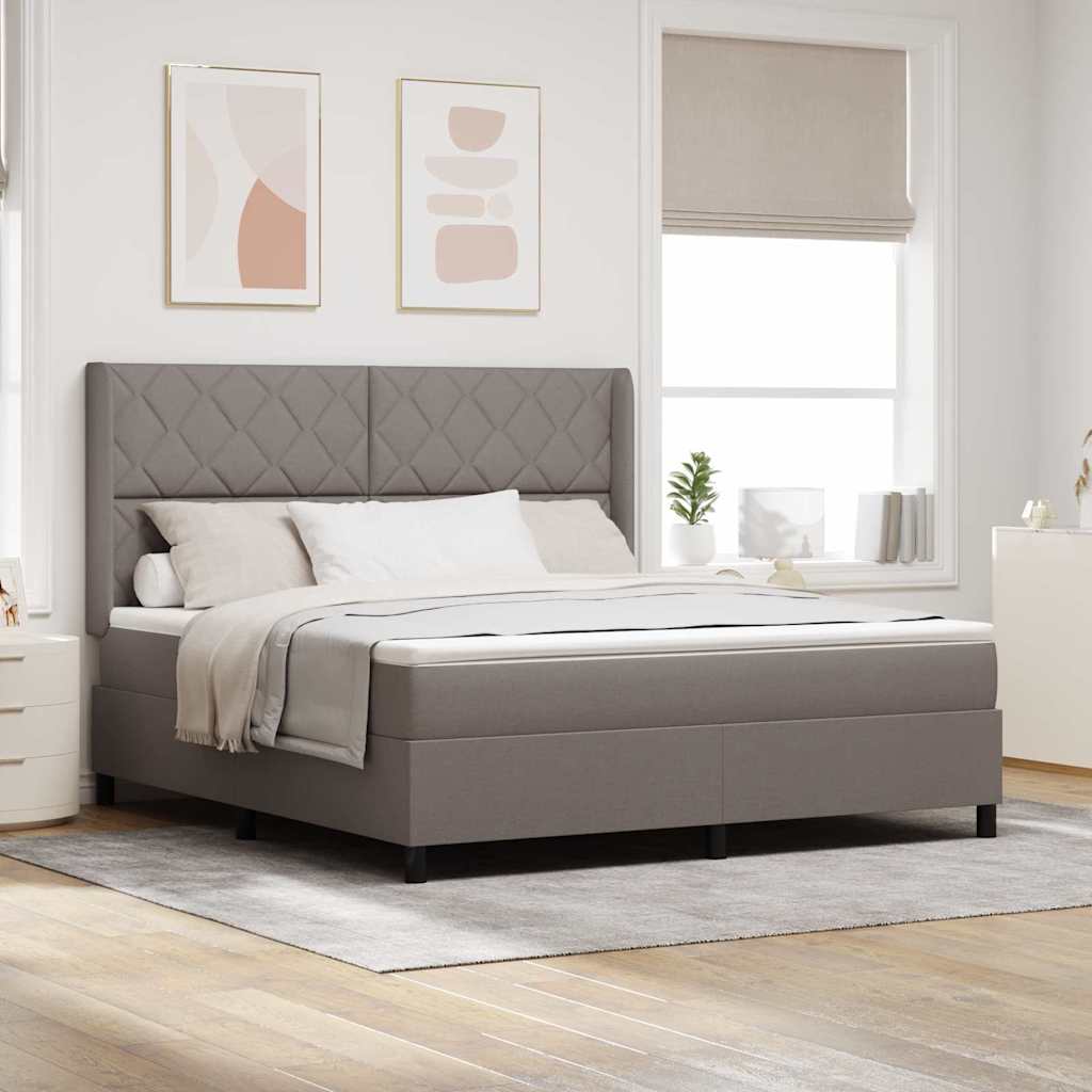 vidaXL Κρεβάτι με ελατήρια με μαξιλάρι Taupe 200 x 180 cm ύφασμα