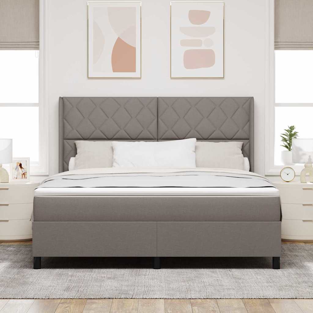 vidaXL Κρεβάτι με ελατήρια με μαξιλάρι Taupe 200 x 180 cm ύφασμα