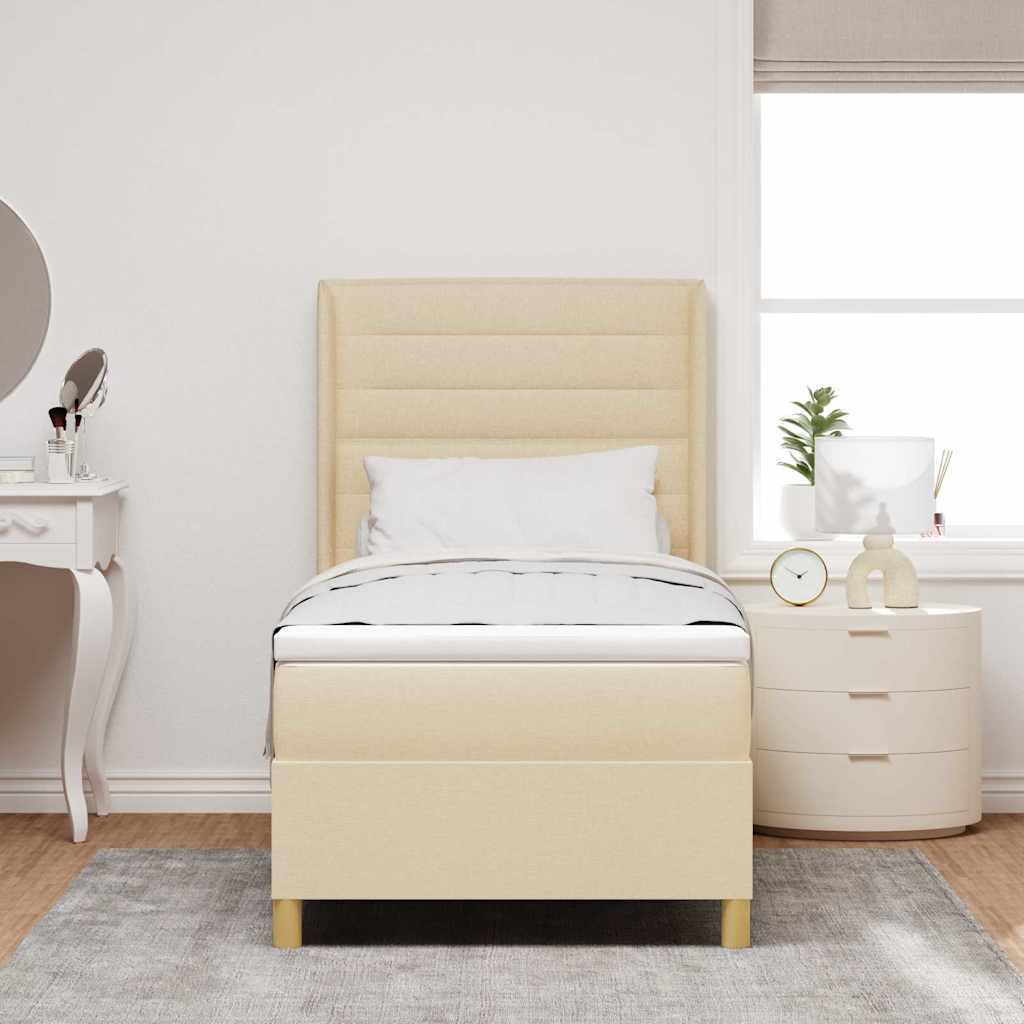 vidaXL Κρεβάτι με ελατήρια με στρώμα Κρεμ 80 x 200 cm ύφασμα
