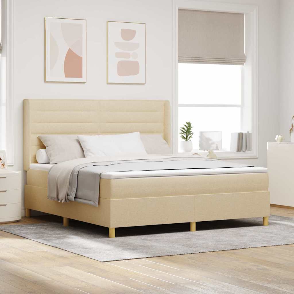 vidaXL Κρεβάτι με ελατήρια με στρώμα Κρεμ 180 x 200 cm ύφασμα