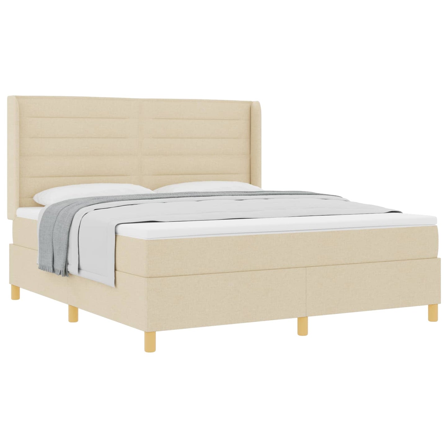 vidaXL Κρεβάτι με ελατήρια με στρώμα Κρεμ 180 x 200 cm ύφασμα
