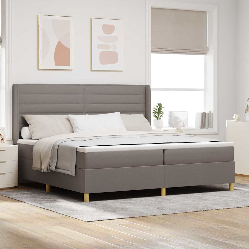 vidaXL Κρεβάτι με ελατήρια με κεφαλάρι Taupe 200 x 200 cm ύφασμα
