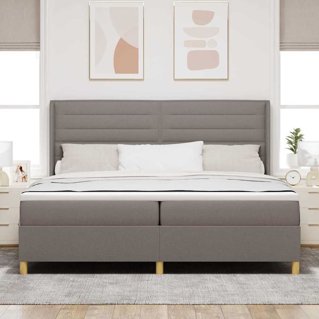 vidaXL Κρεβάτι με ελατήρια με κεφαλάρι Taupe 200 x 200 cm ύφασμα