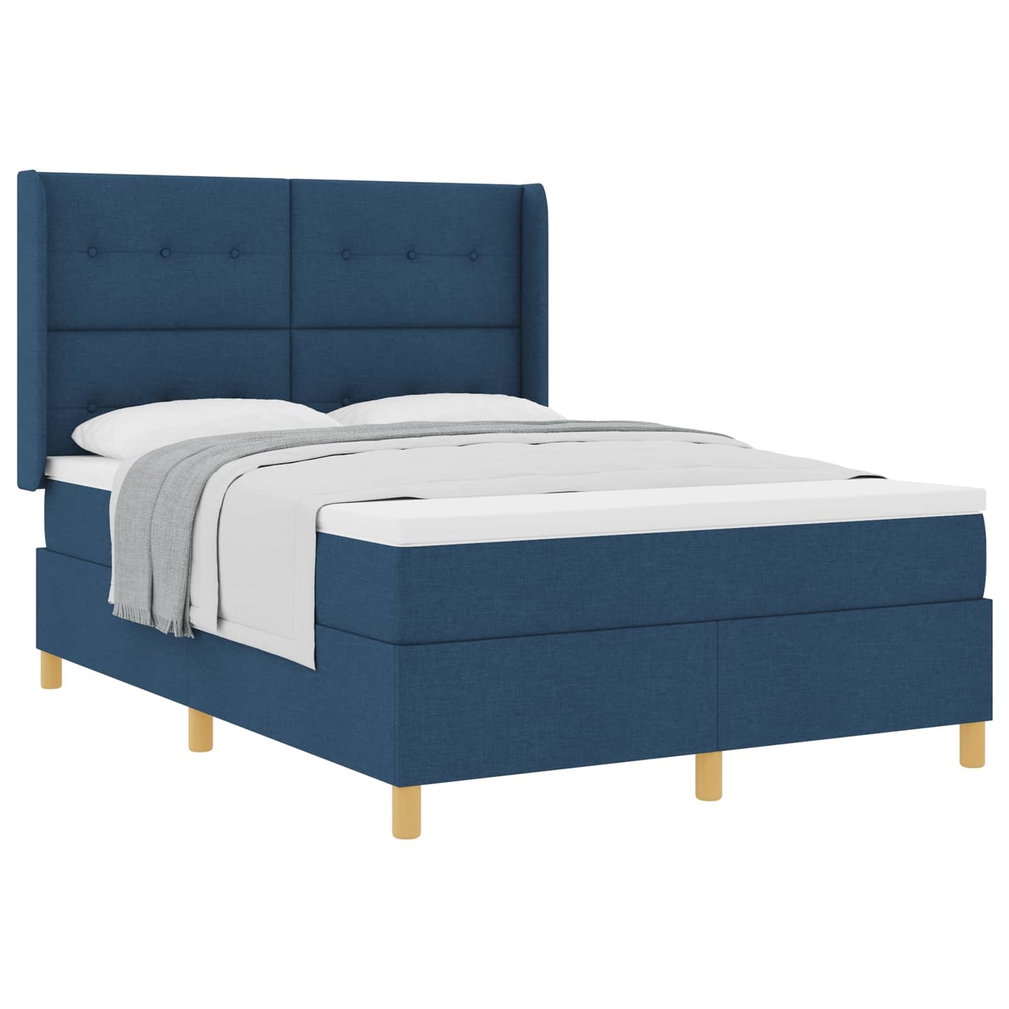 vidaXL Κρεβάτι με ελατήρια με κεφαλάρι Μπλε 160 x 200 cm ύφασμα