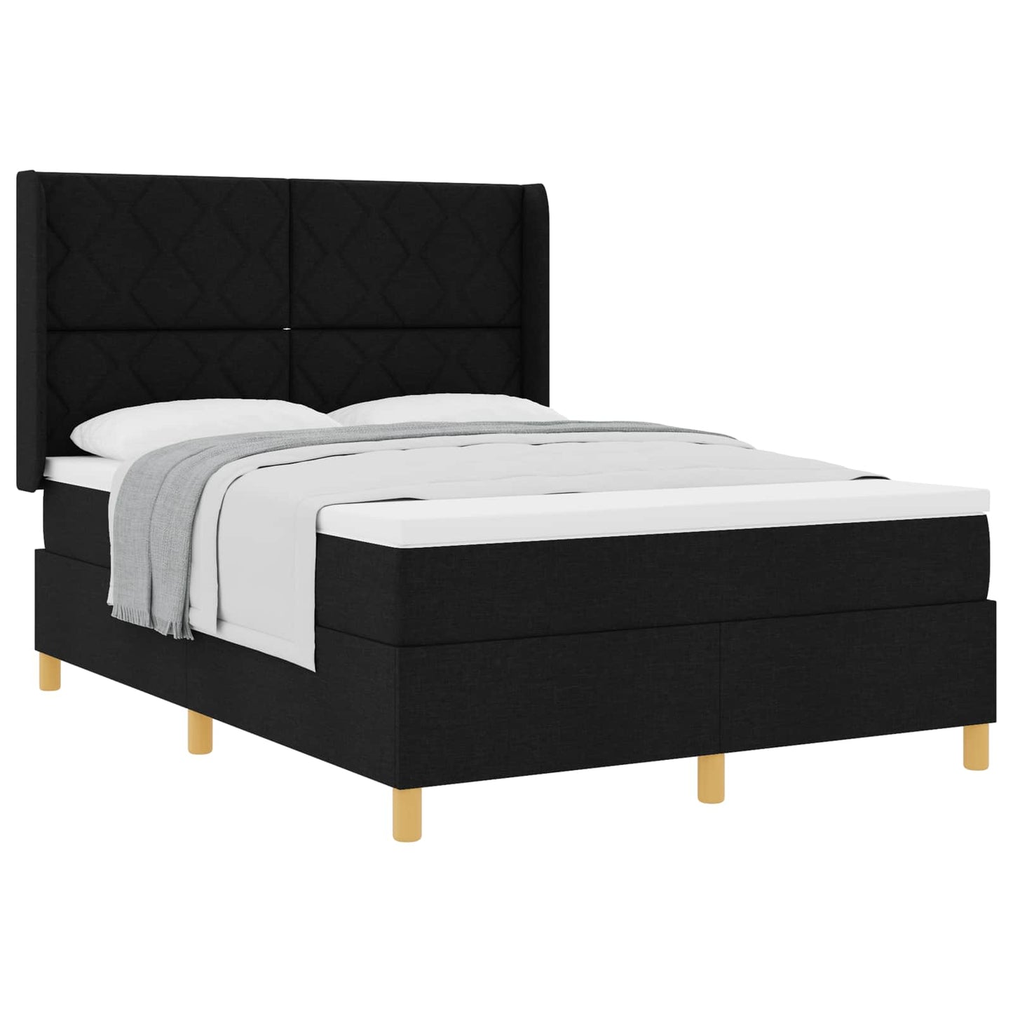 vidaXL Κρεβάτι με ελατήρια με κεφαλάρι Μαύρο 140 x 200 cm ύφασμα