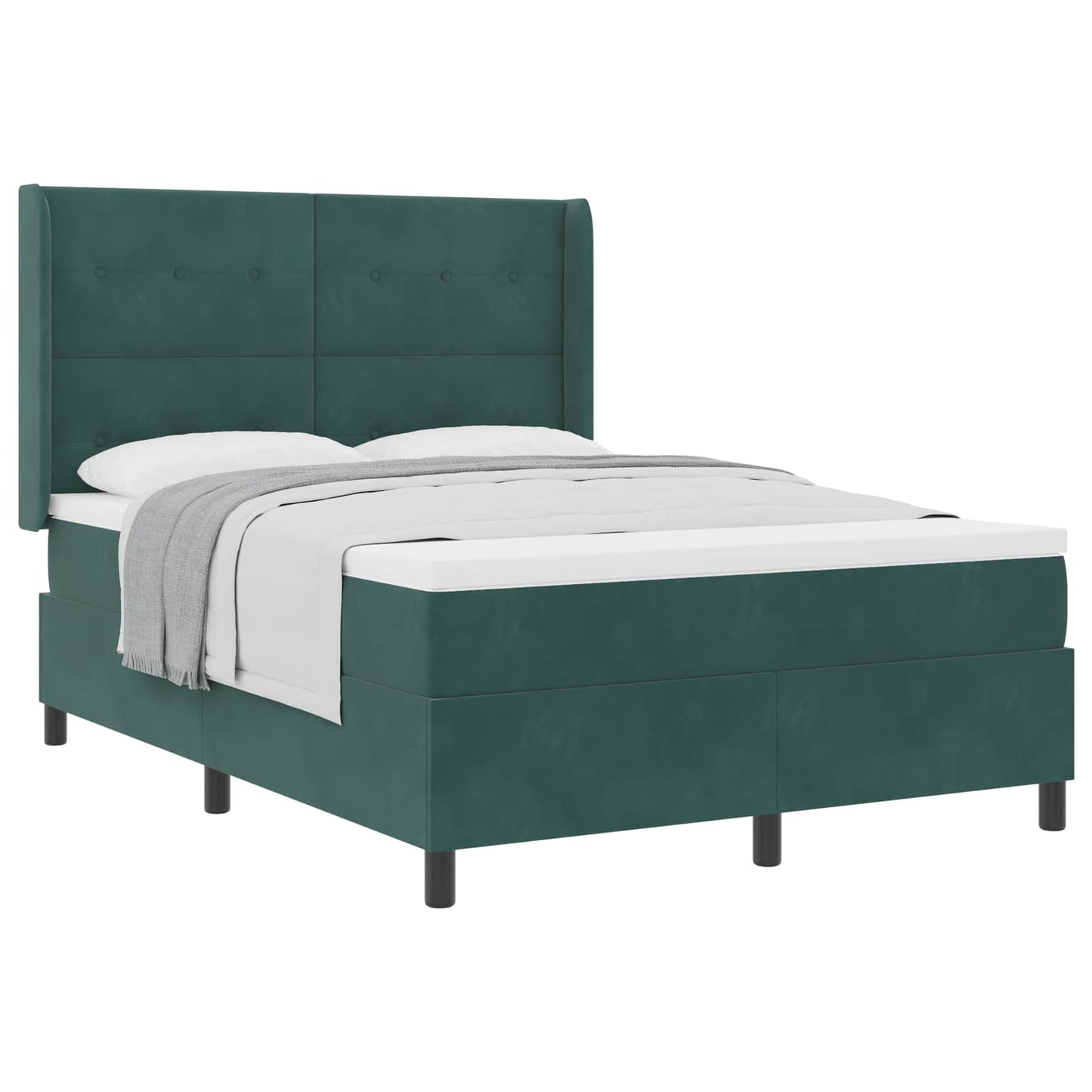 vidaXL Κρεβάτι με ελατήρια Σκούρο Πράσινο 160 x 200 cm Βελούδο