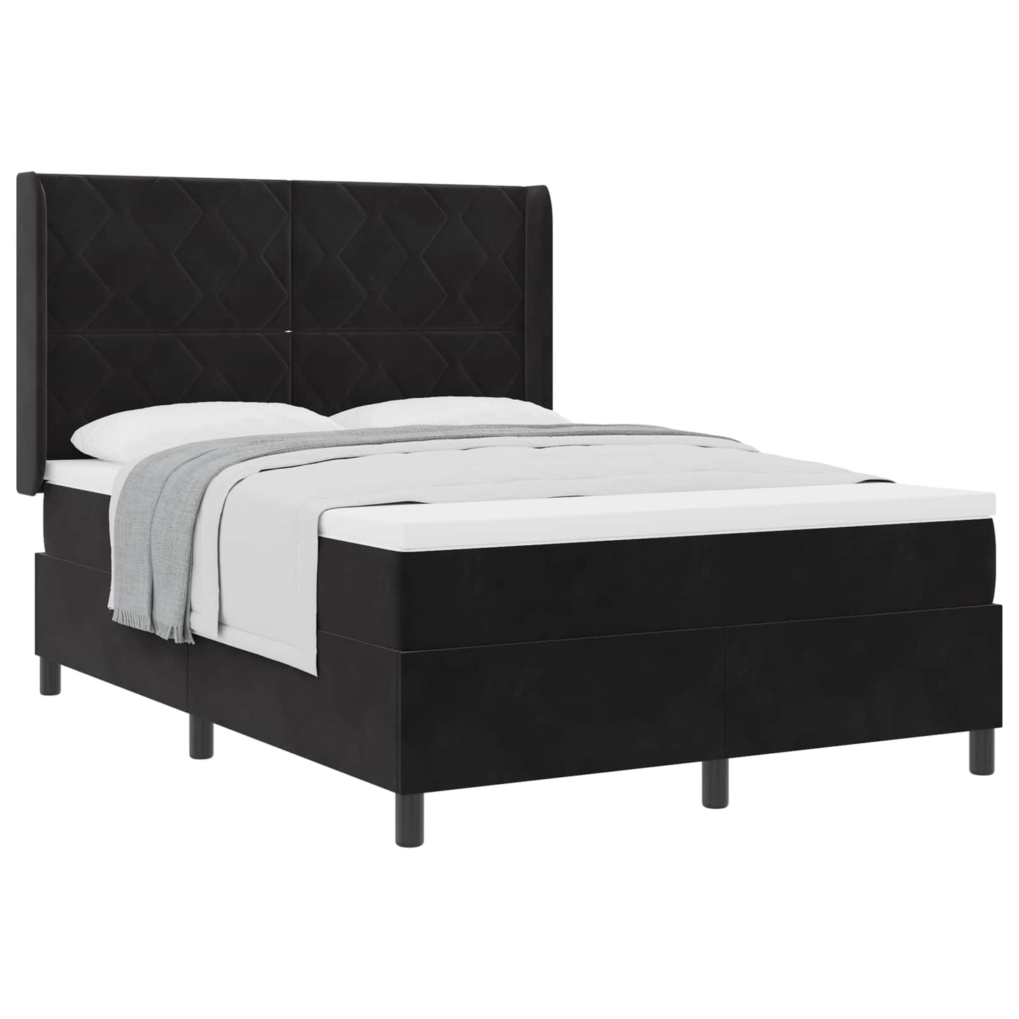 vidaXL Κρεβάτι με ελατήρια με κεφαλάρι Μαύρο 140 x 190 cm Βελούδο