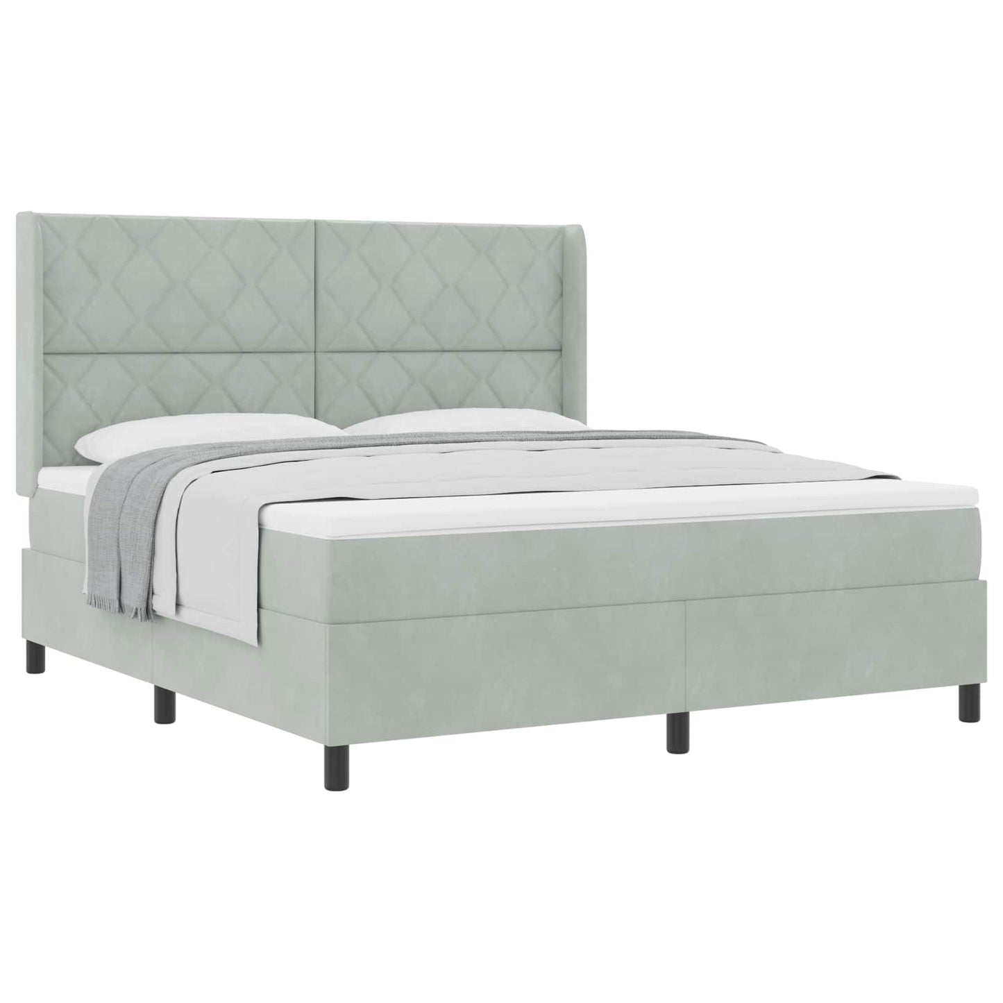vidaXL Κρεβάτι με ελατήρια Ανοιχτό γκρι 180 x 200 cm Βελούδο