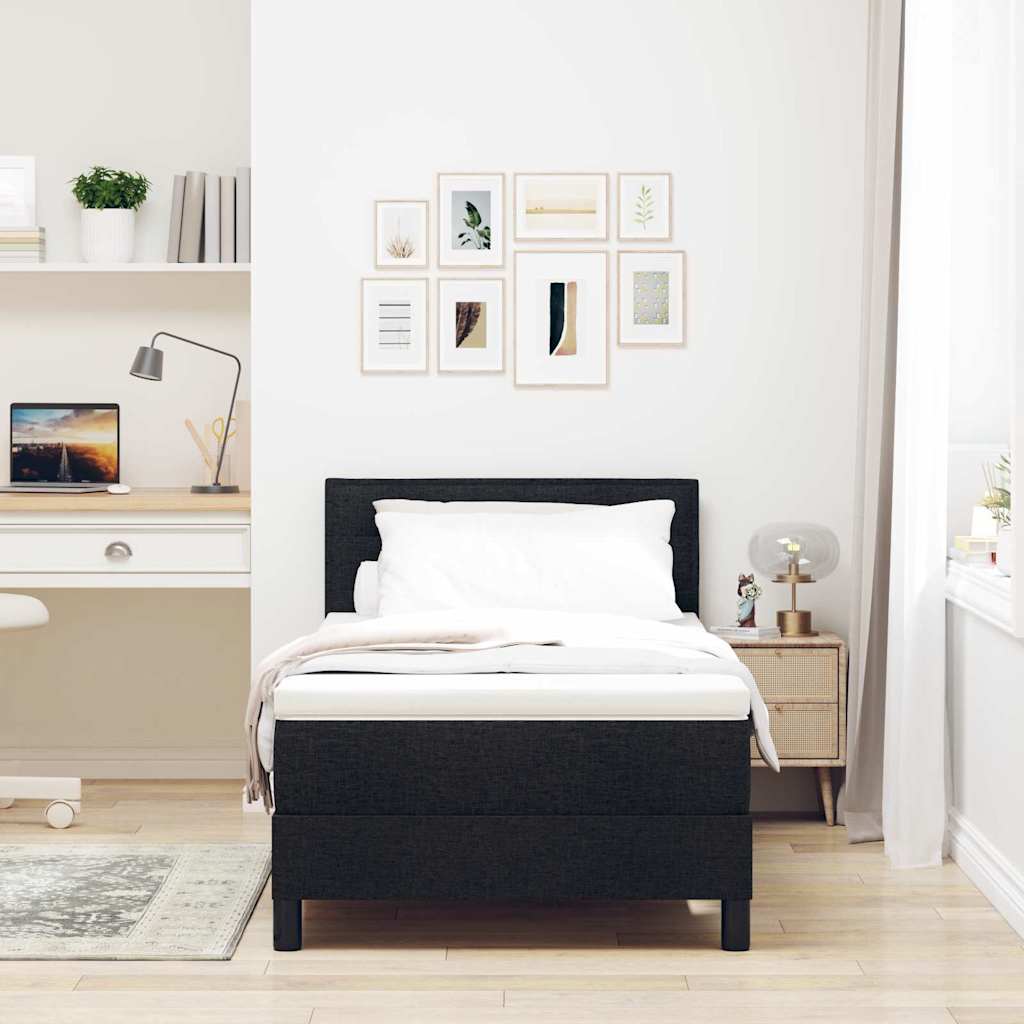 vidaXL Κρεβάτι με ελατήρια με κεφαλάρι Μαύρο 90 x 200 cm ύφασμα