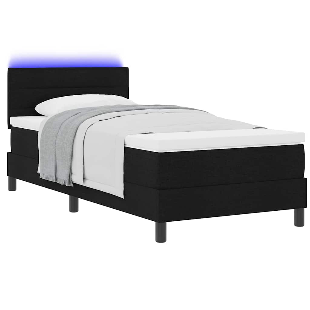 vidaXL Κρεβάτι με ελατήρια με κεφαλάρι Μαύρο 90 x 200 cm ύφασμα