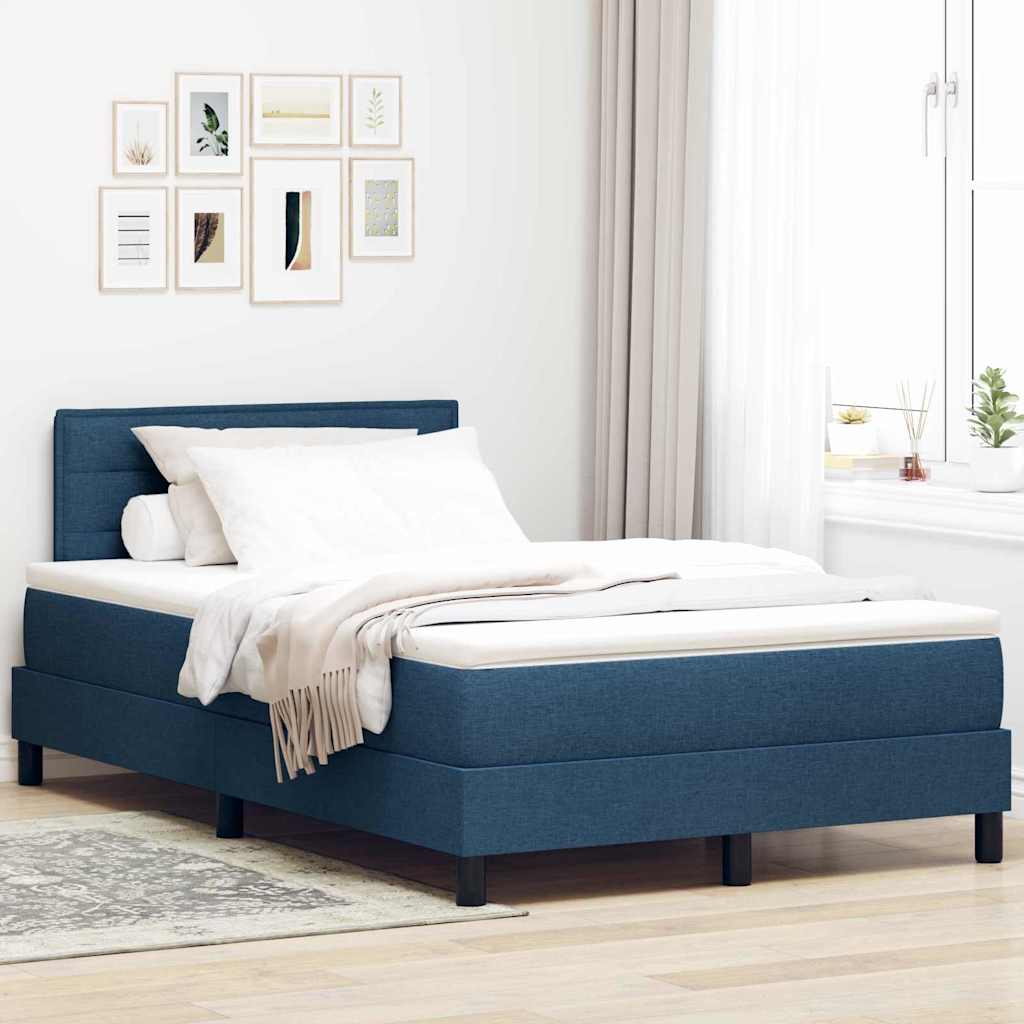 vidaXL Κρεβάτι με ελατήρια με μαξιλάρι Μπλε 120 x 200 cm ύφασμα