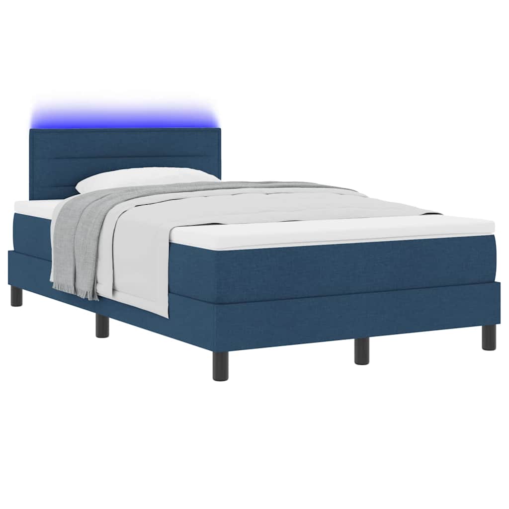 vidaXL Κρεβάτι με ελατήρια με μαξιλάρι Μπλε 120 x 200 cm ύφασμα