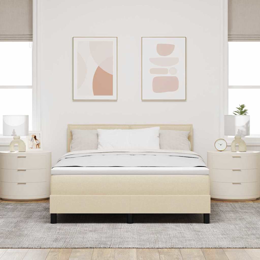 vidaXL Κρεβάτι με ελατήρια με κεφαλάρι Κρεμ 140 x 190 cm ύφασμα