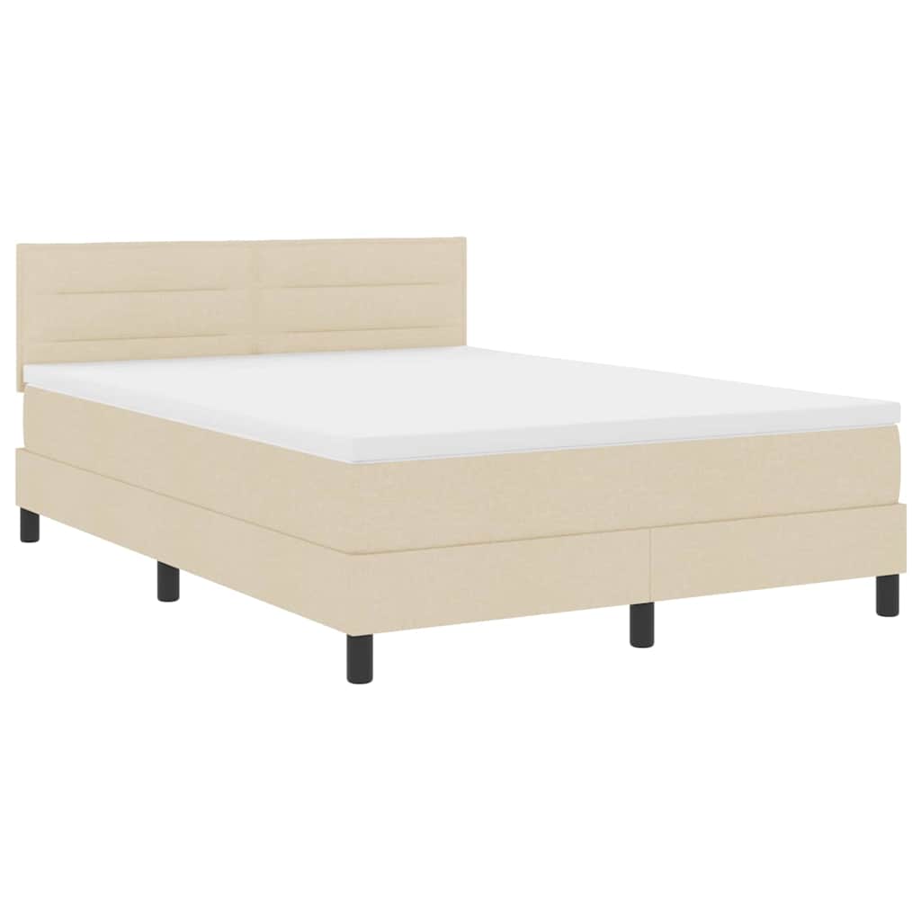 vidaXL Κρεβάτι με ελατήρια με κεφαλάρι Κρεμ 140 x 190 cm ύφασμα