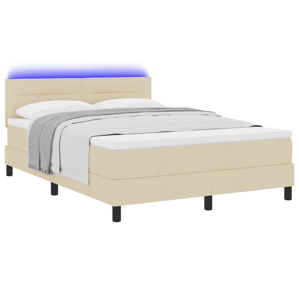 vidaXL Κρεβάτι με ελατήρια με κεφαλάρι Κρεμ 140 x 190 cm ύφασμα