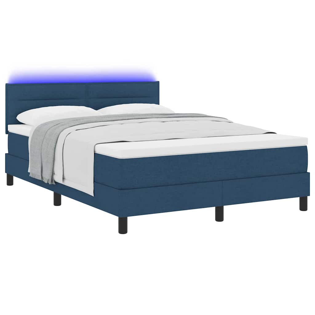 vidaXL Κρεβάτι με ελατήρια με κεφαλάρι Μπλε 140 x 200 cm ύφασμα