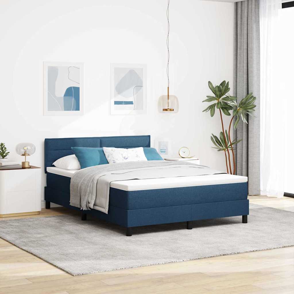 vidaXL Κρεβάτι με ελατήρια με κεφαλάρι Μπλε 160 x 200 cm ύφασμα