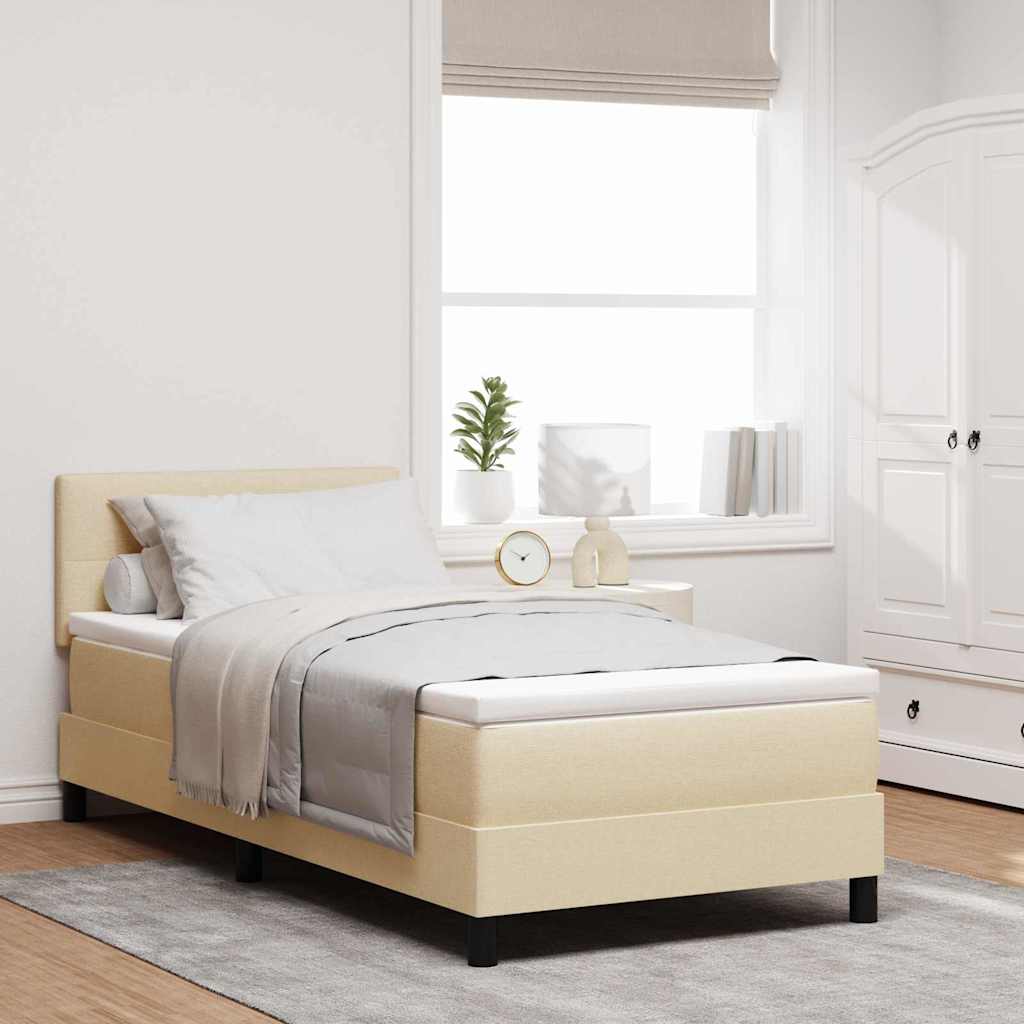 vidaXL Κρεβάτι με ελατήρια με κεφαλάρι Κρεμ 100 x 200 cm ύφασμα