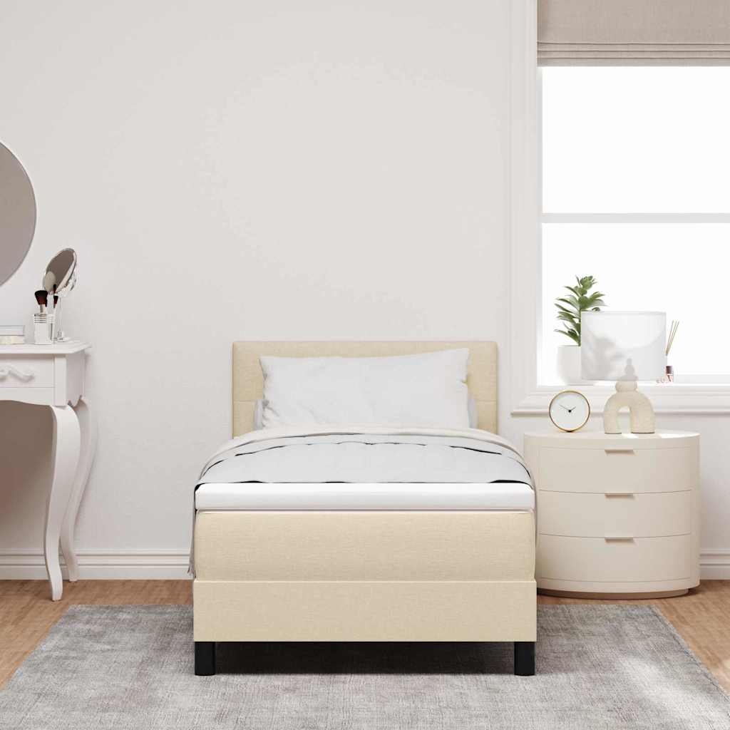 vidaXL Κρεβάτι με ελατήρια με κεφαλάρι Κρεμ 100 x 200 cm ύφασμα