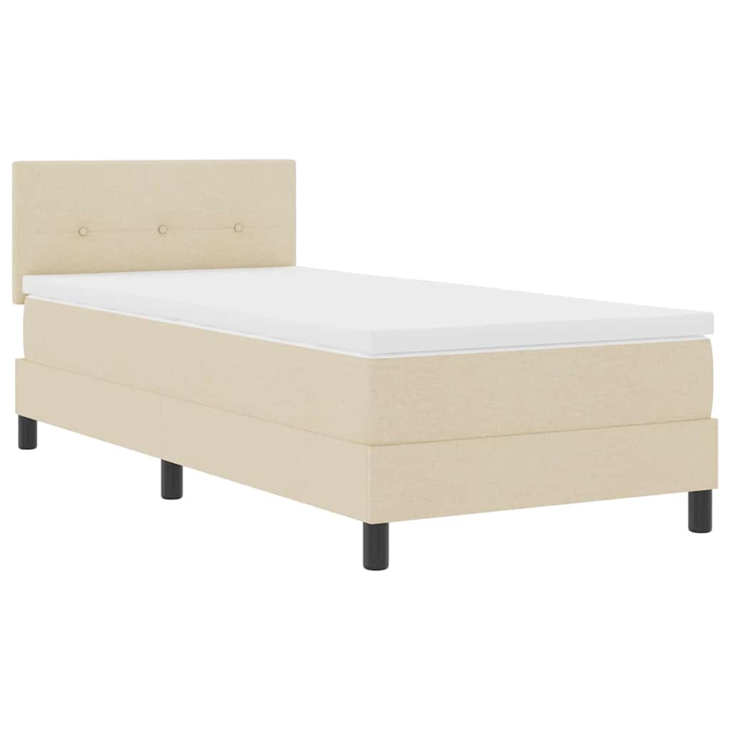 vidaXL Κρεβάτι με ελατήρια με κεφαλάρι Κρεμ 100 x 200 cm ύφασμα