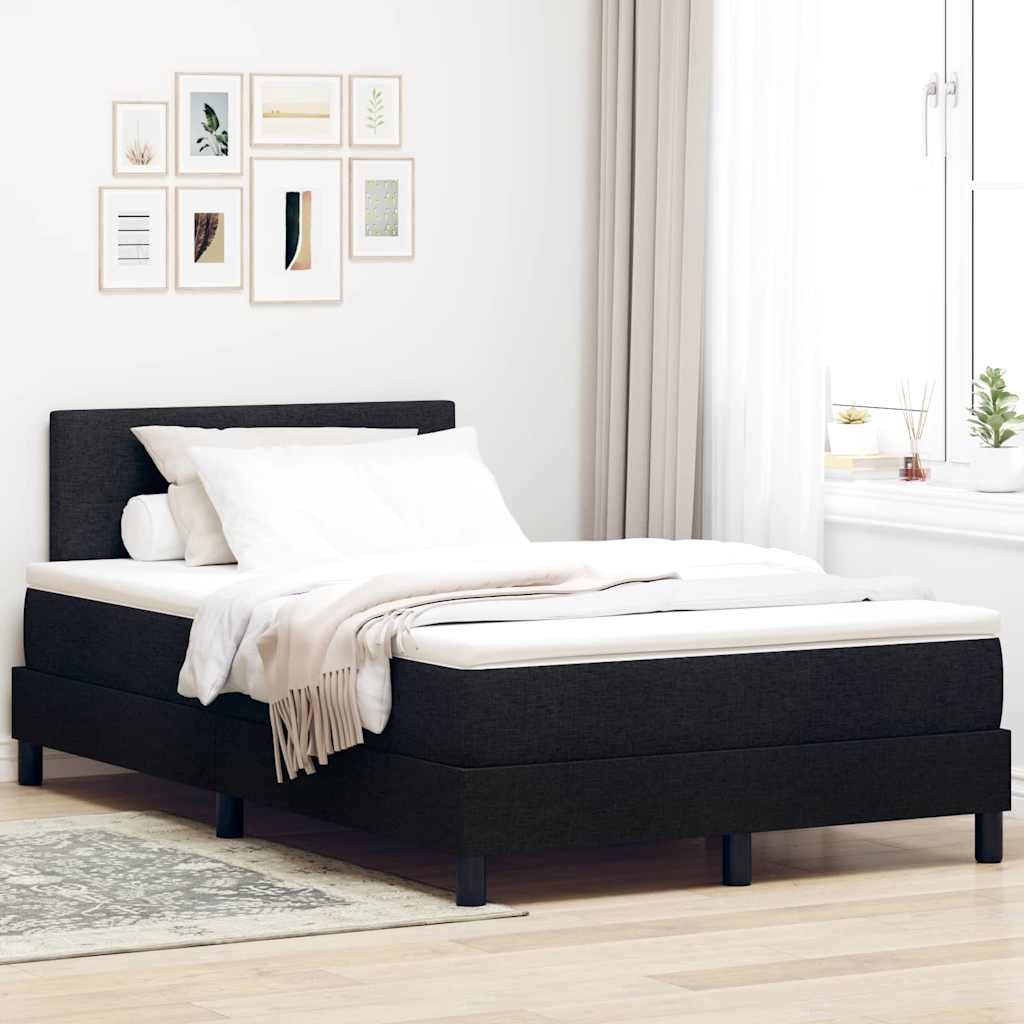 vidaXL Κρεβάτι με ελατήρια με κεφαλάρι Μαύρο 120 x 190 cm ύφασμα