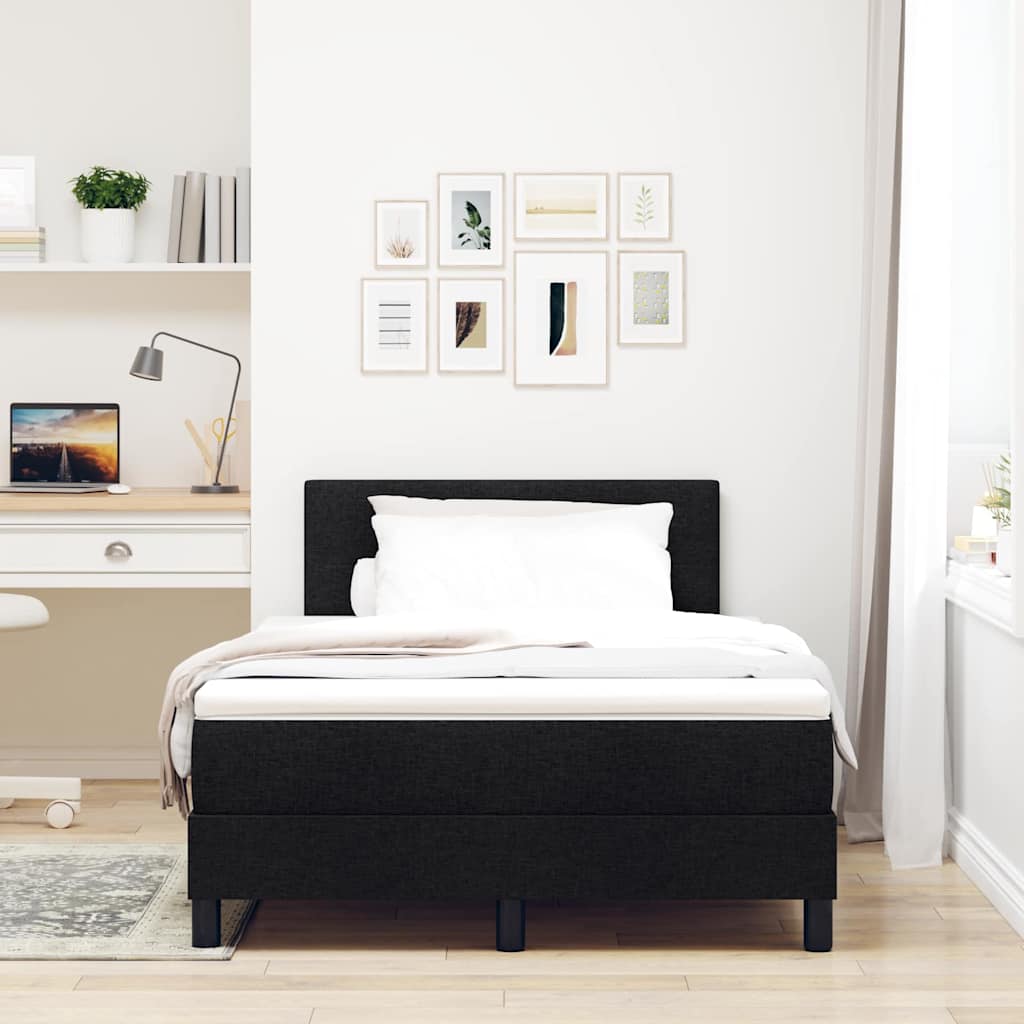 vidaXL Κρεβάτι με ελατήρια με κεφαλάρι Μαύρο 120 x 190 cm ύφασμα