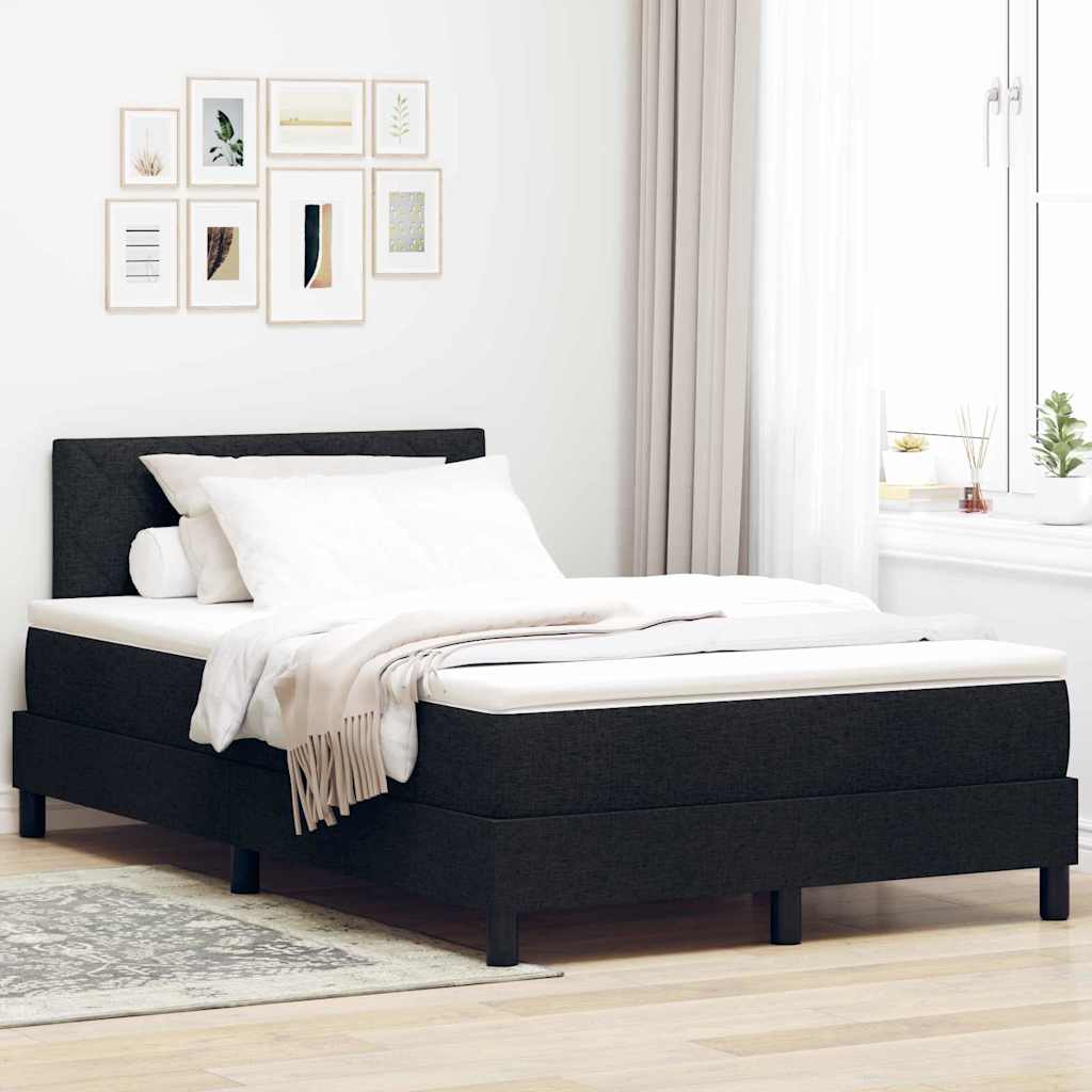 vidaXL Κρεβάτι με ελατήρια με κεφαλάρι Μαύρο 120 x 200 cm ύφασμα