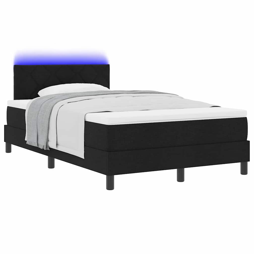 vidaXL Κρεβάτι με ελατήρια με κεφαλάρι Μαύρο 120 x 200 cm ύφασμα