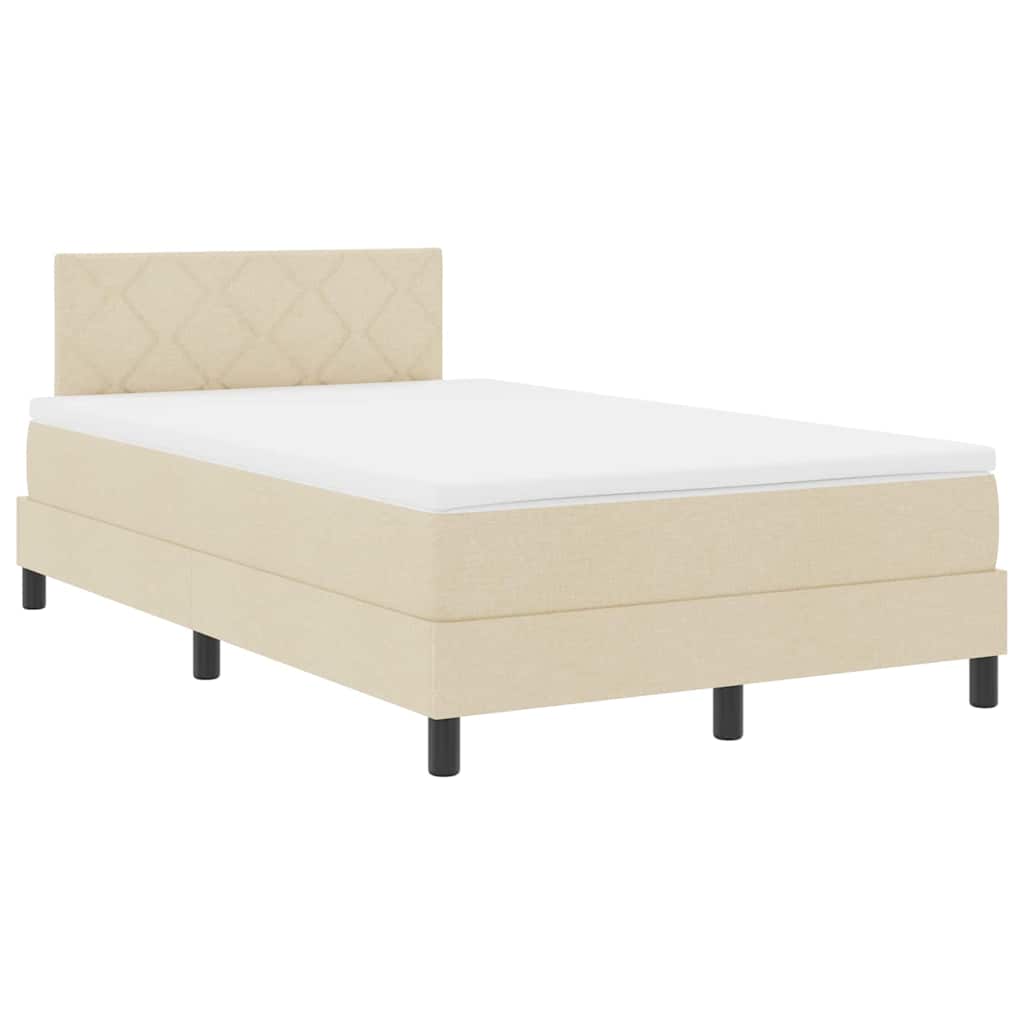 vidaXL Κρεβάτι με ελατήρια με κεφαλάρι Κρεμ 120 x 200 cm ύφασμα