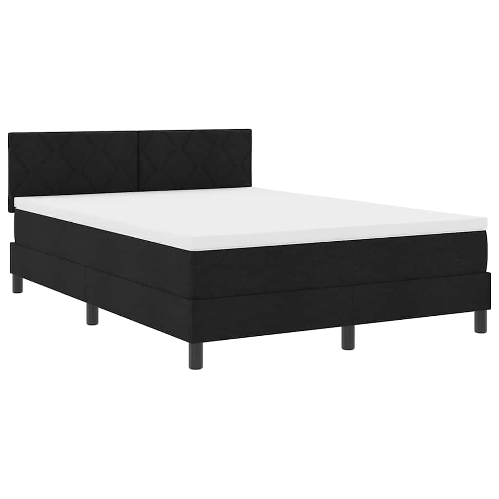 vidaXL Κρεβάτι με ελατήρια με κεφαλάρι Μαύρο 140 x 200 cm ύφασμα