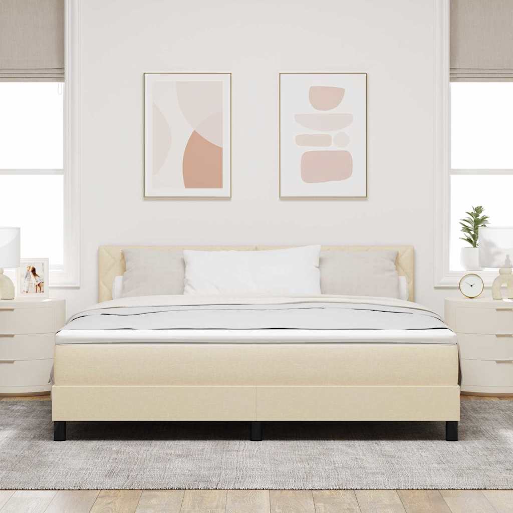 vidaXL Κρεβάτι με ελατήρια με κεφαλάρι Κρεμ 180 x 200 cm ύφασμα