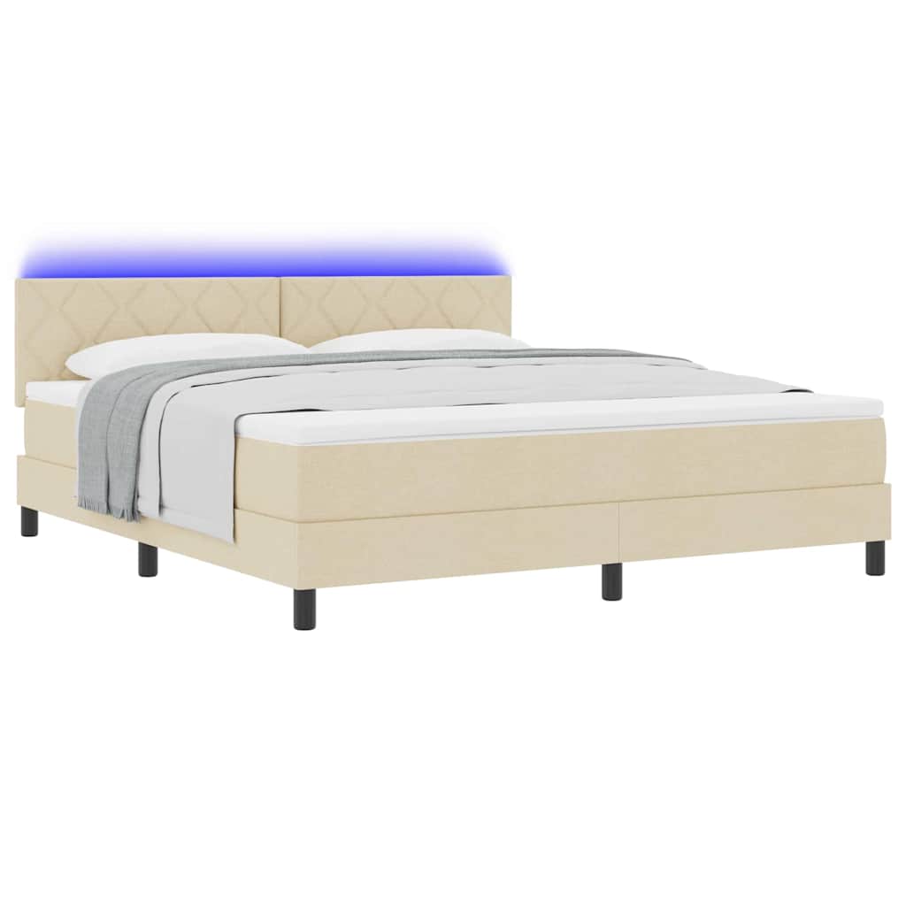 vidaXL Κρεβάτι με ελατήρια με κεφαλάρι Κρεμ 180 x 200 cm ύφασμα