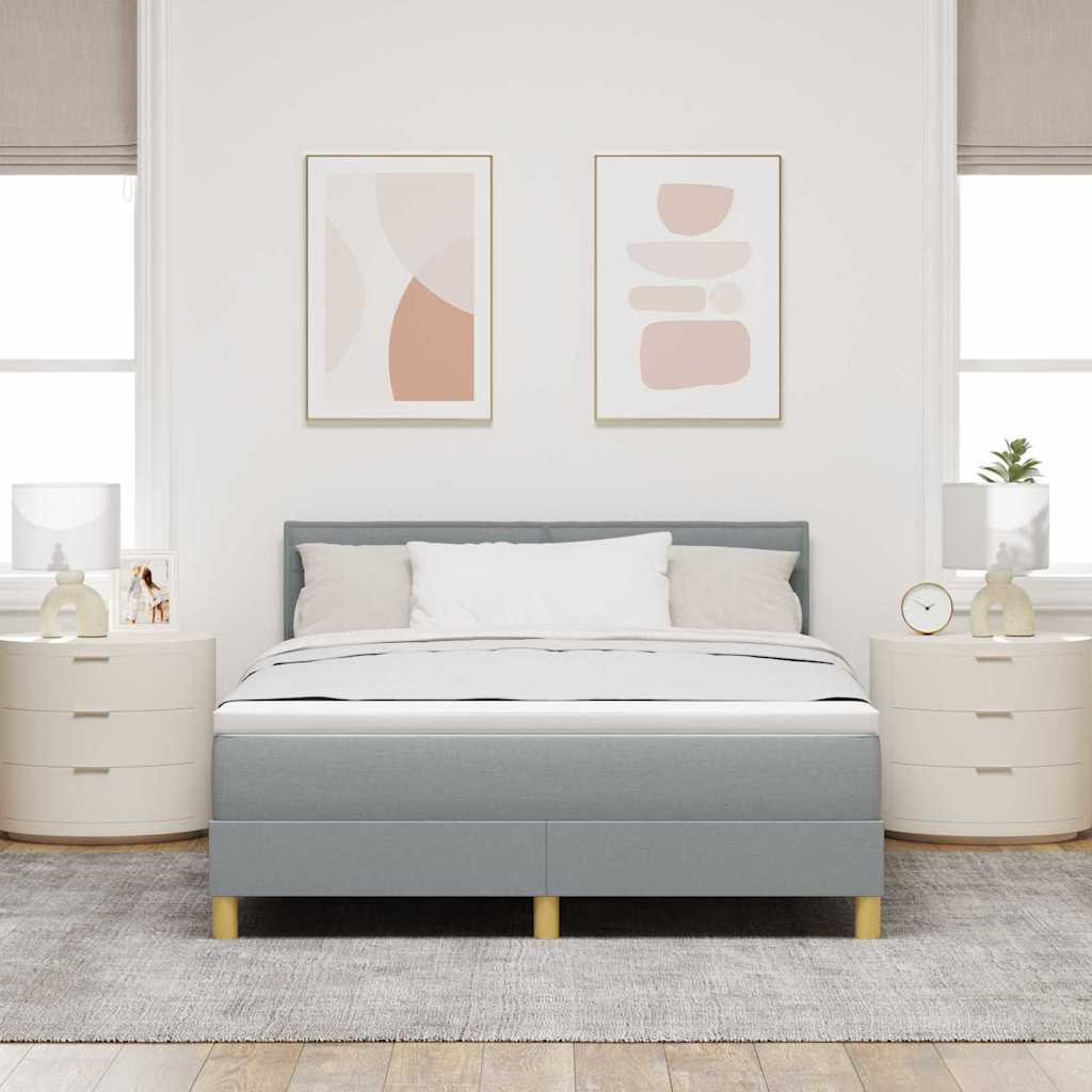vidaXL LED Κρεβάτι με βάθρο Ανοιχτό γκρι 140 x 190 cm ύφασμα