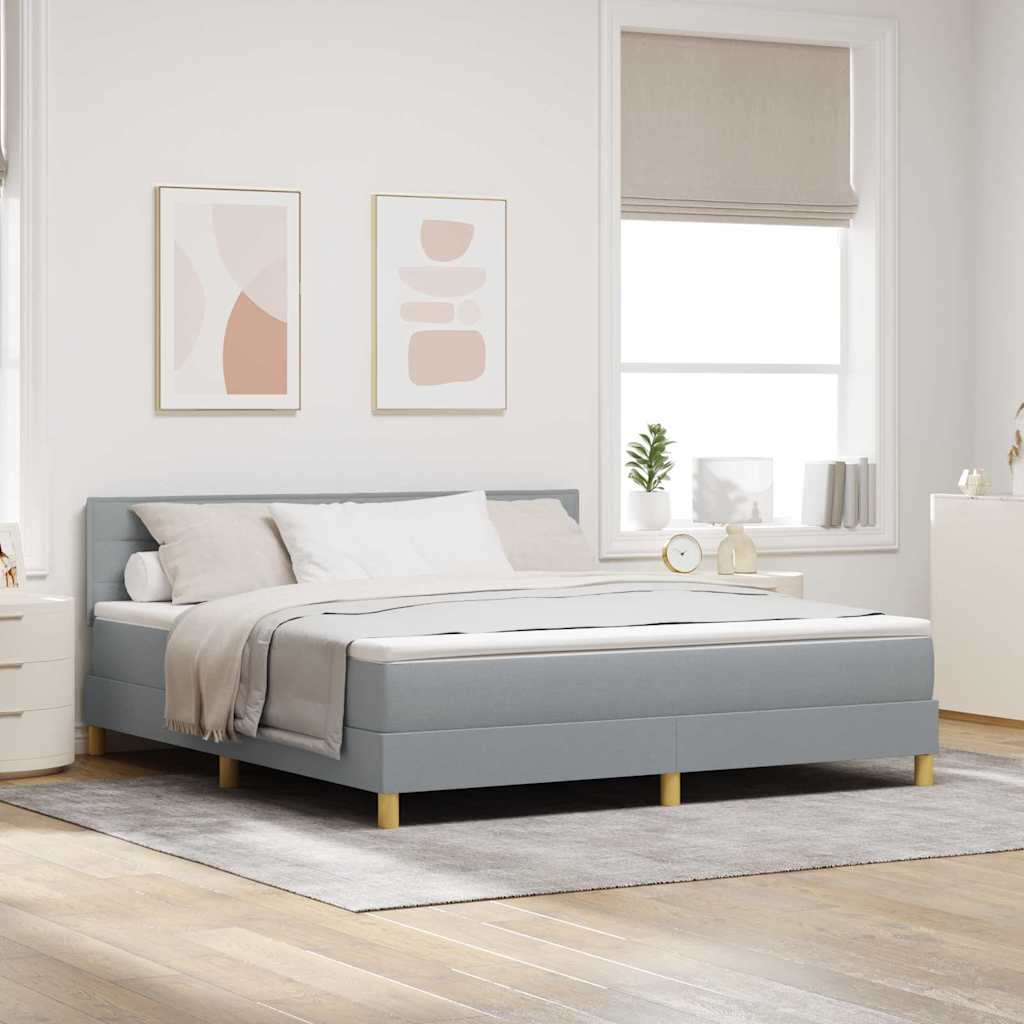 vidaXL LED Κρεβάτι με βάθρο Ανοιχτό γκρι 180 x 200 cm ύφασμα