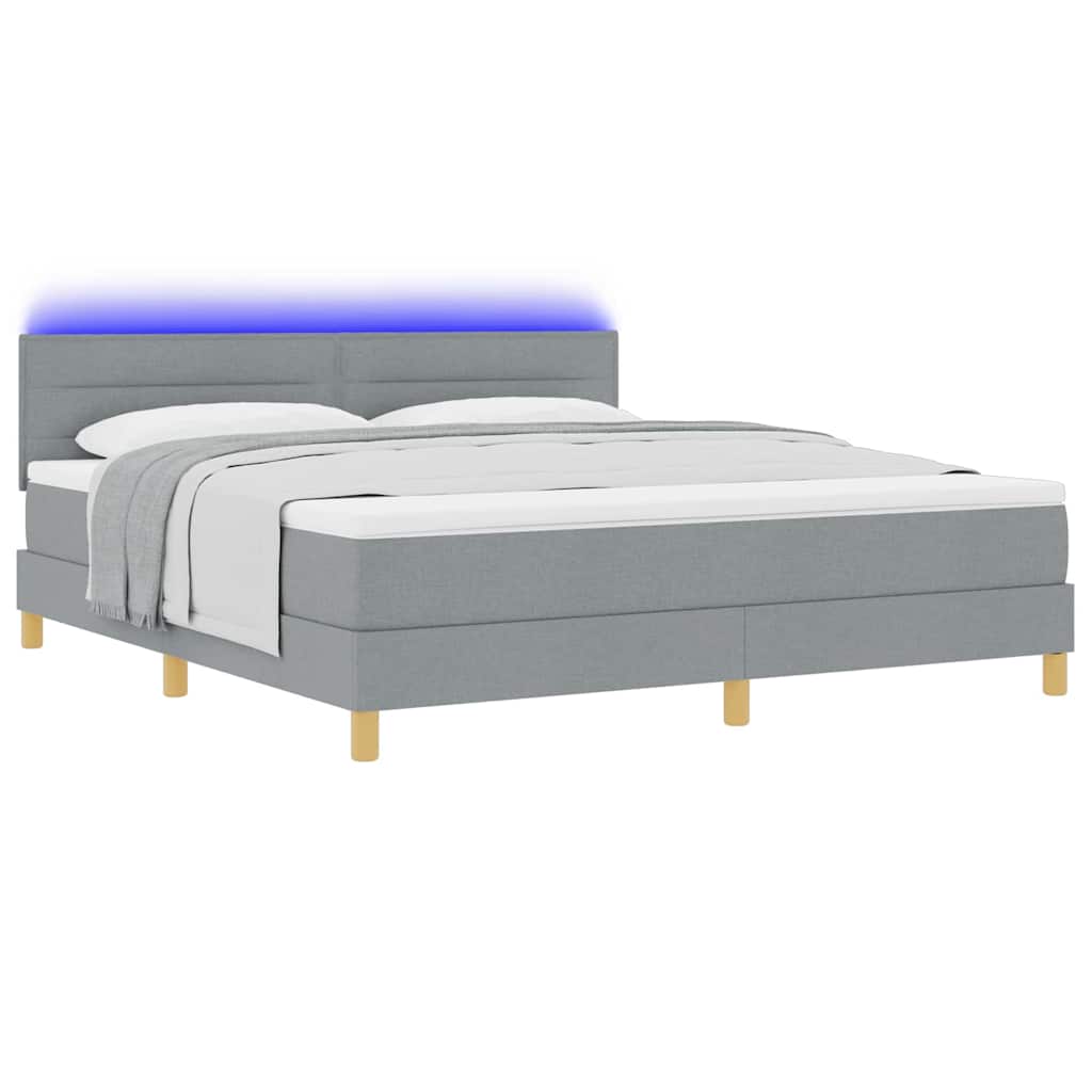 vidaXL LED Κρεβάτι με βάθρο Ανοιχτό γκρι 180 x 200 cm ύφασμα
