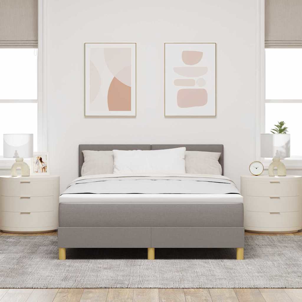 vidaXL LED Κρεβάτι με βάθρο με κεφαλάρι Taupe 140 x 190 cm ύφασμα