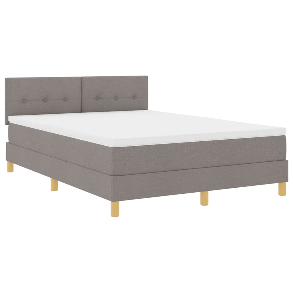 vidaXL LED Κρεβάτι με βάθρο με κεφαλάρι Taupe 140 x 200 cm ύφασμα