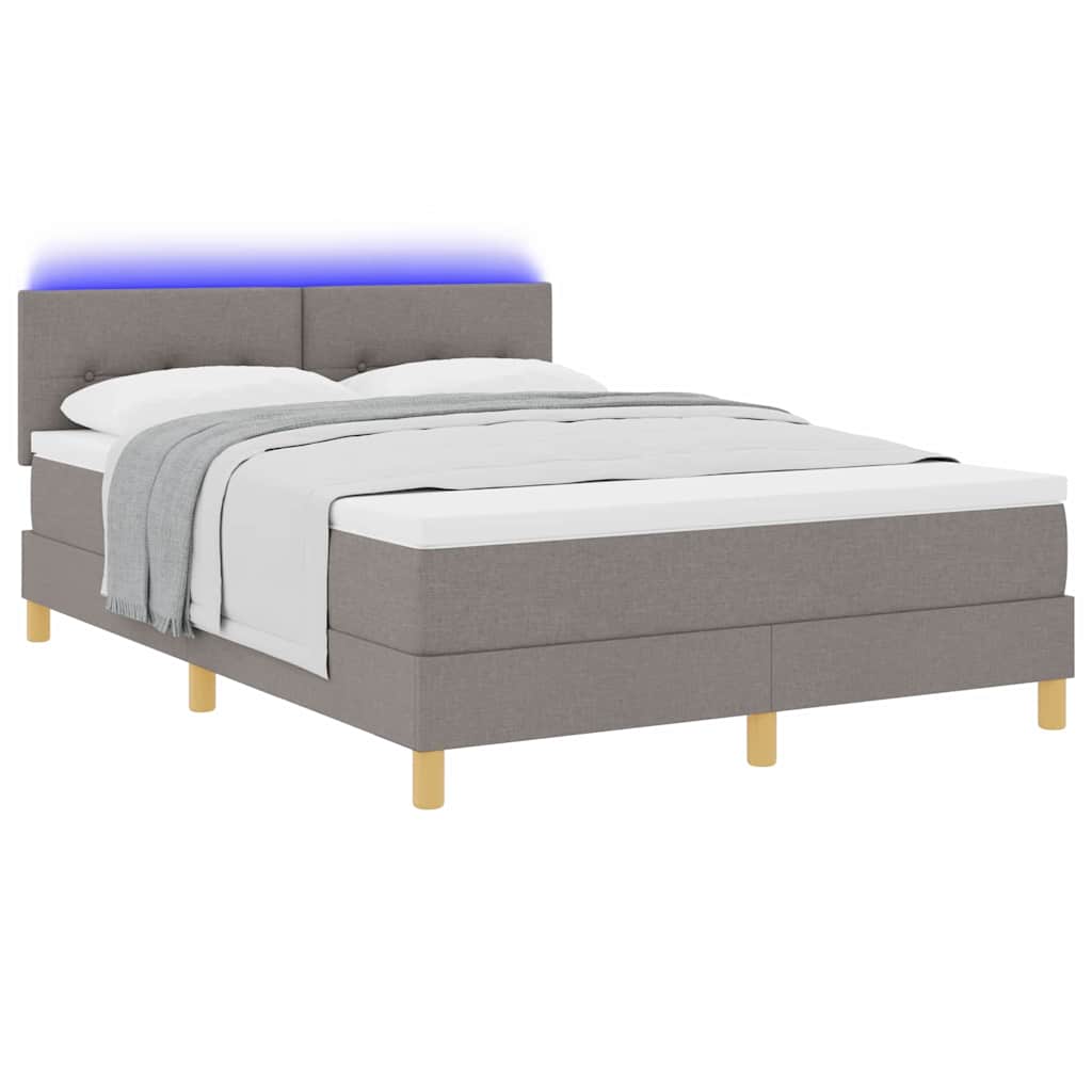 vidaXL LED Κρεβάτι με βάθρο με κεφαλάρι Taupe 140 x 200 cm ύφασμα