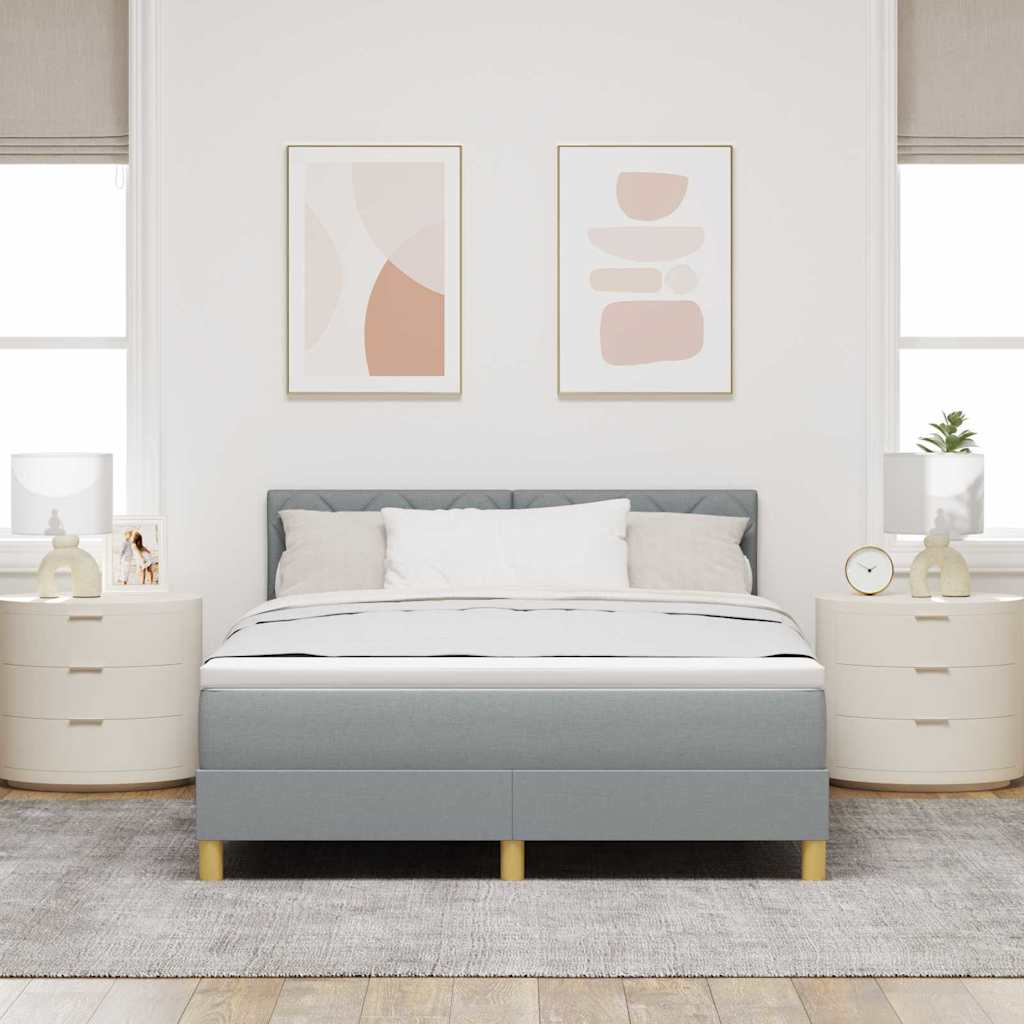vidaXL LED Κρεβάτι με βάθρο Ανοιχτό γκρι 160 x 200 cm ύφασμα