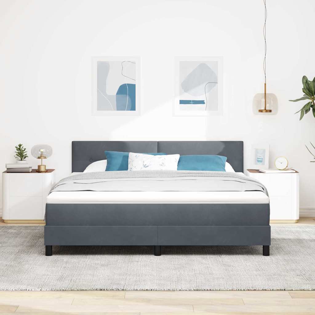 vidaXL LED Κρεβάτι με βάθρο Σκούρο Γκρι 180 x 200 cm Βελούδο