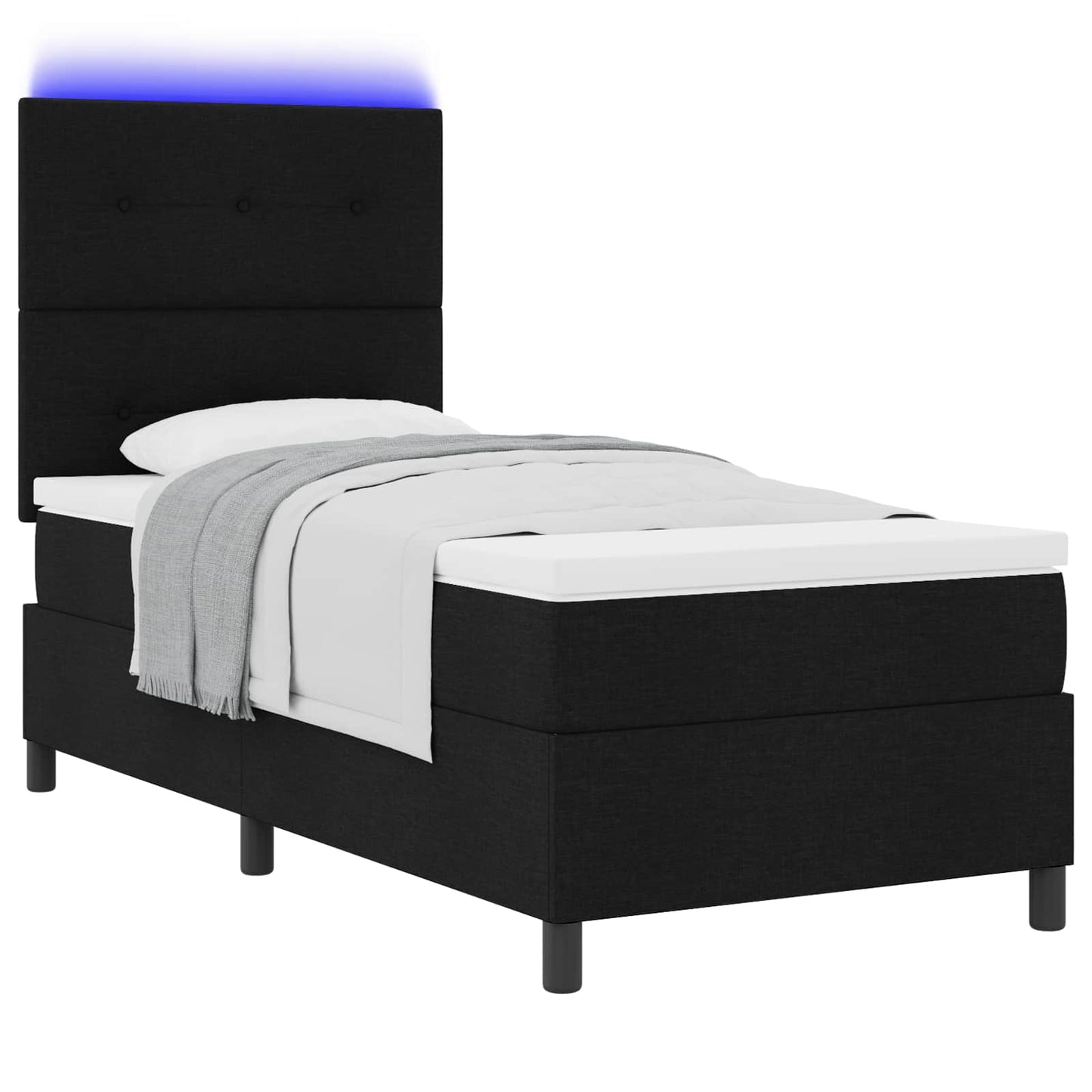 vidaXL Κρεβάτι με ελατήρια με κεφαλάρι Μαύρο 80 x 200 cm ύφασμα