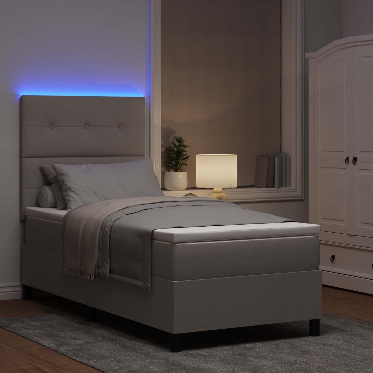 vidaXL Κρεβάτι με ελατήρια με κεφαλάρι Taupe 80 x 200 cm ύφασμα