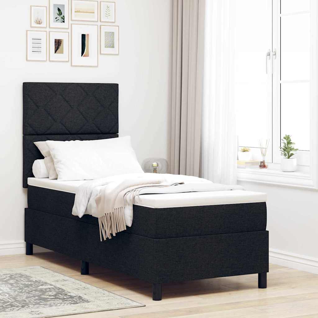 vidaXL Κρεβάτι με ελατήρια με κεφαλάρι Μαύρο 80 x 200 cm ύφασμα