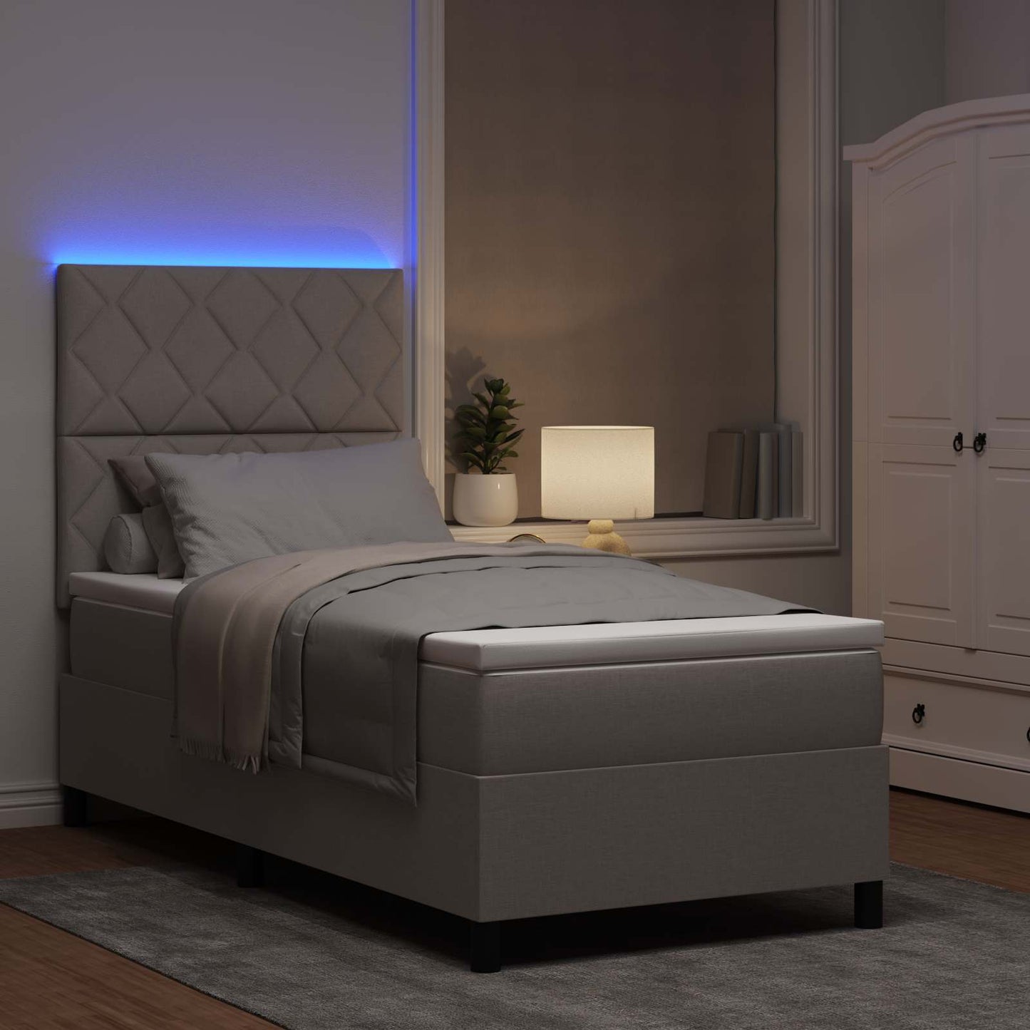 vidaXL Κρεβάτι με ελατήρια με κεφαλάρι Taupe 100 x 200 cm ύφασμα