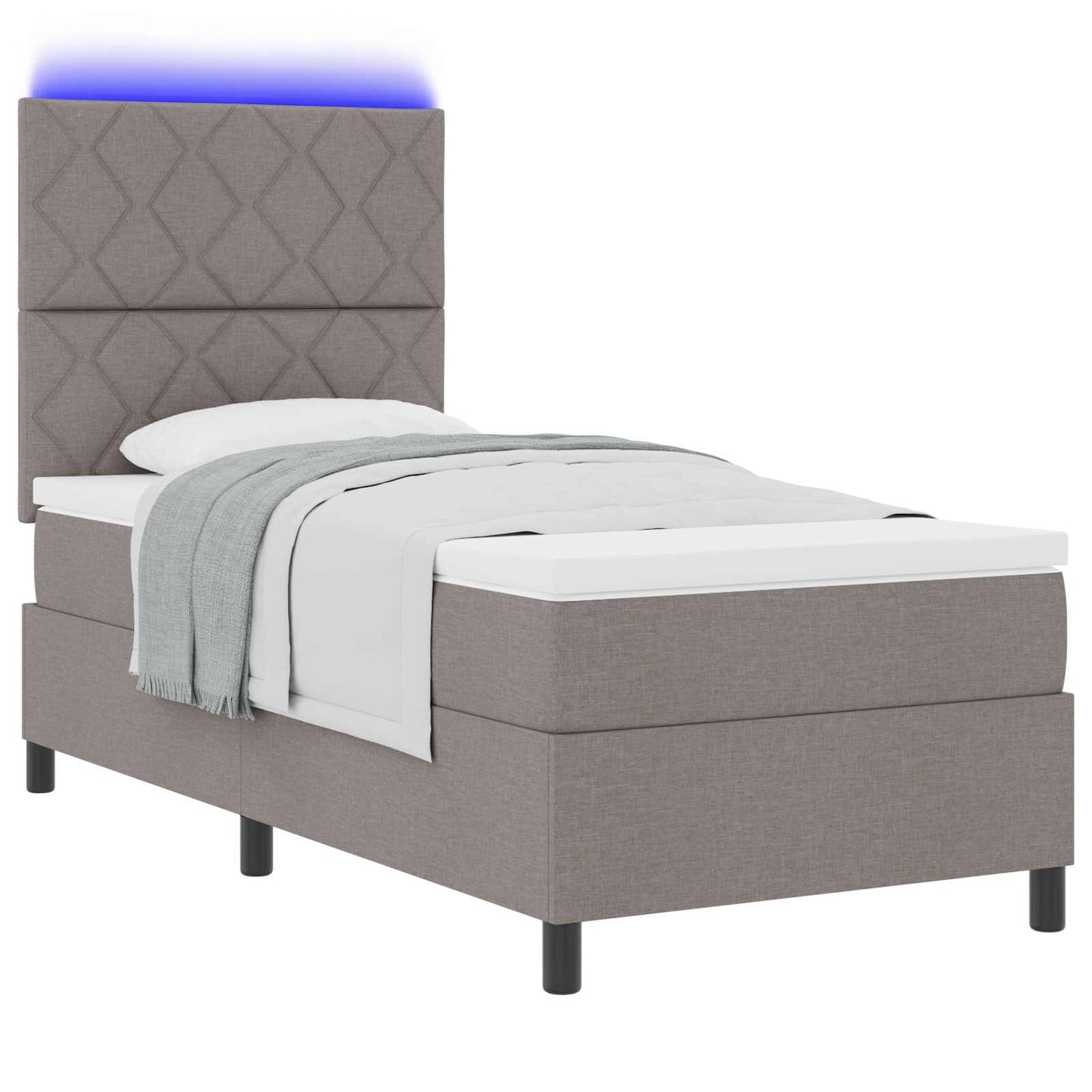 vidaXL Κρεβάτι με ελατήρια με κεφαλάρι Taupe 100 x 200 cm ύφασμα