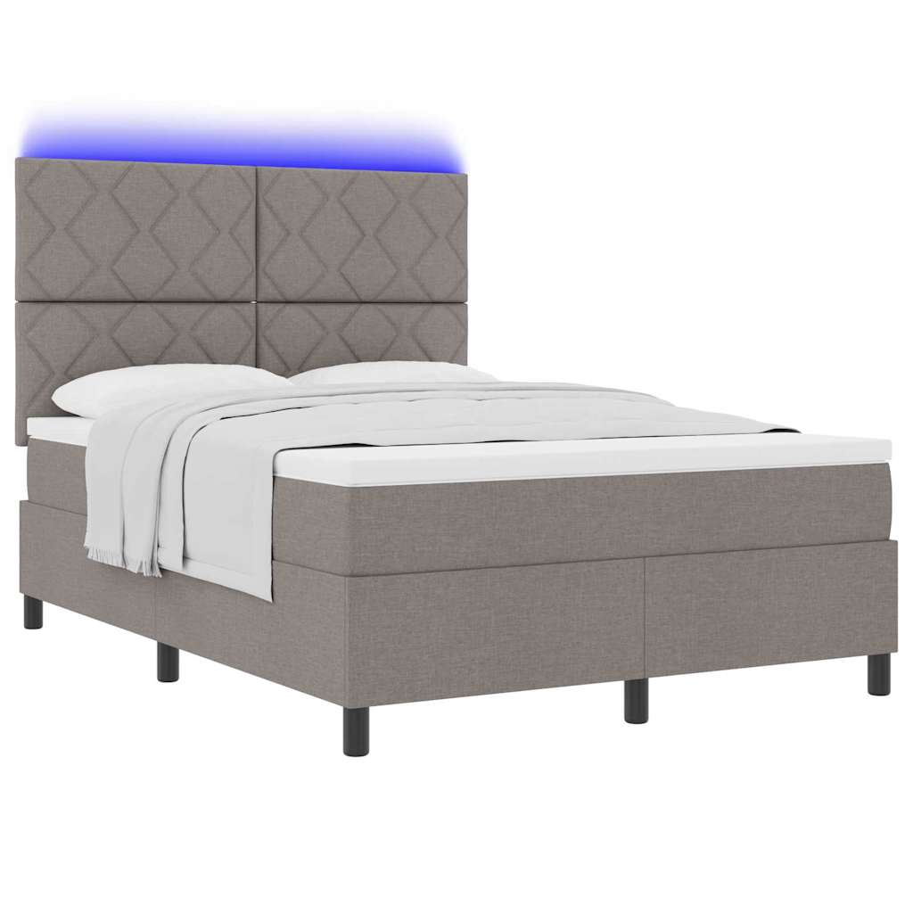 vidaXL Κρεβάτι με ελατήρια με κεφαλάρι Taupe 140 x 200 cm ύφασμα